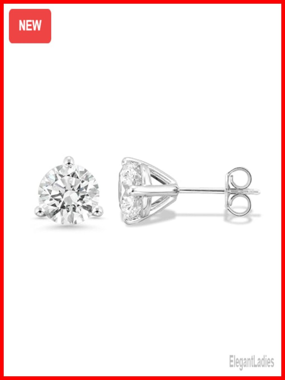 Lab Grown Diamond Stud Earrings 14K White Gold 1.50 cttw